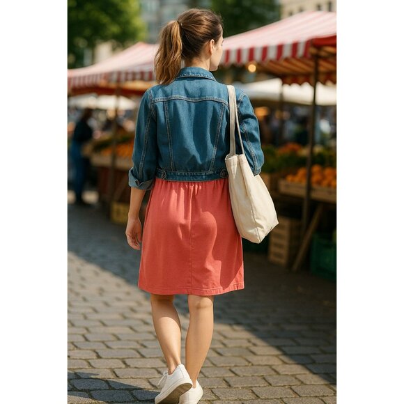 32 Degrees Cool Salmon Pink Short Sleeve Casual Dress Medium Stretch Pockets Sof - Picture 3 of 10
